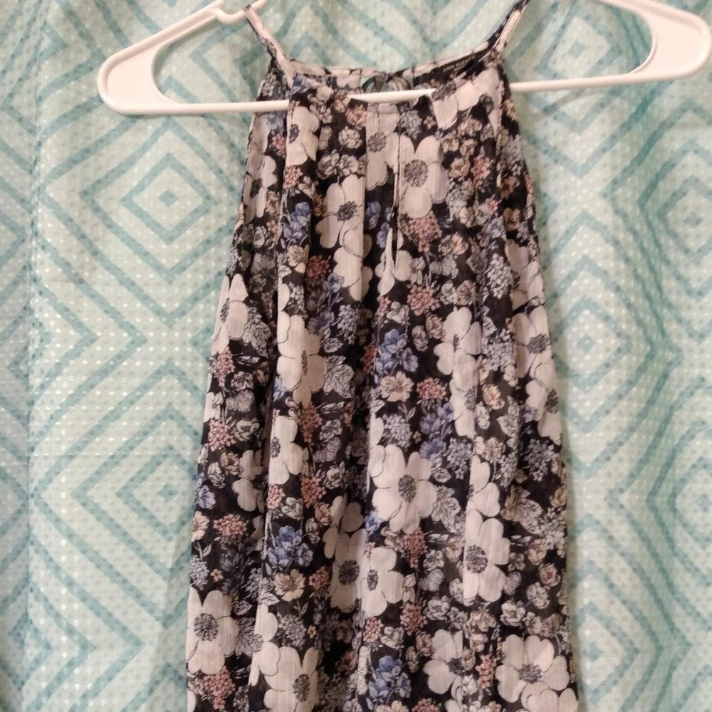 Ann Taylor Pleated Halter Neck Floral Top